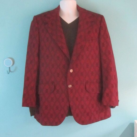 Mens VINTAGE Dark Red Blazer About Size M / 40 Louis Roth Clothes From Portland - Picture 6 of 16